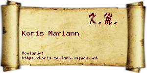 Koris Mariann névjegykártya